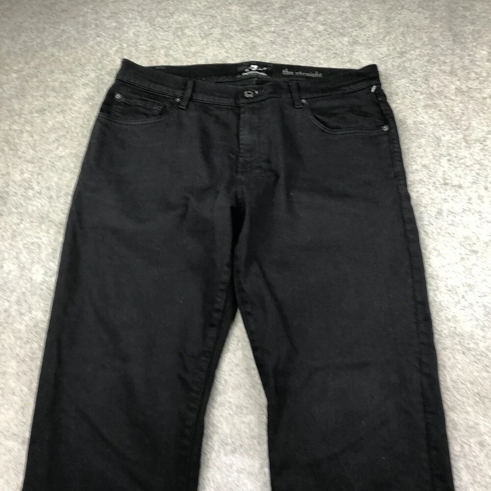 7 For All Mankind Jeans Mens 33x30 Black Dark Wash Regular Straight Denim Luxe